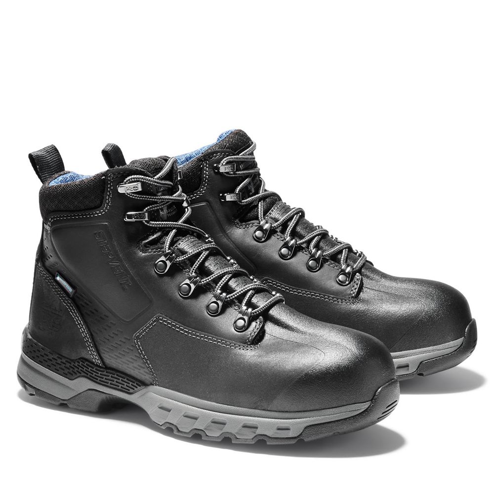 Timberland Mens Pro Boots Downdraft 6\" Alloy Toe - Black - India UA7092513